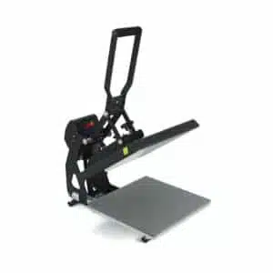 Entry level or backup Stahls heat transfer press with a plate 28cm by 38cm open view